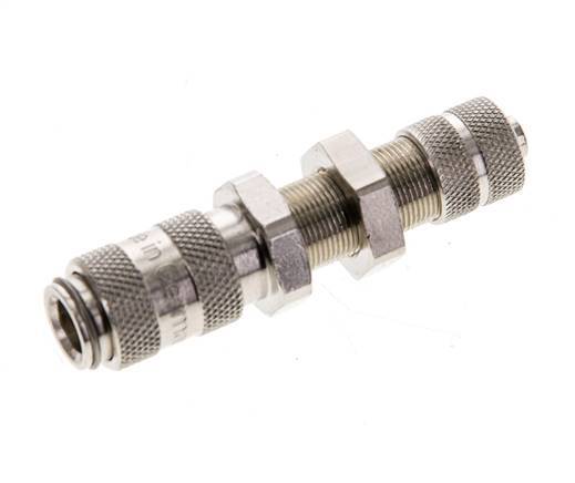 Nickel-plated Brass DN 2.7 (Micro) Air Coupling Socket 4x6 mm Union Nut Bulkhead