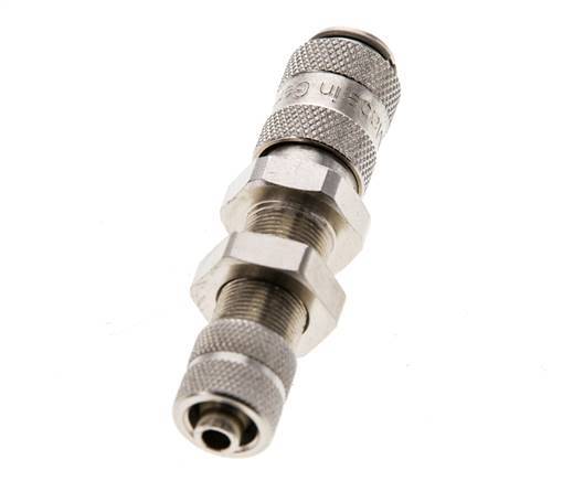 Nickel-plated Brass DN 2.7 (Micro) Air Coupling Socket 4x6 mm Union Nut Bulkhead
