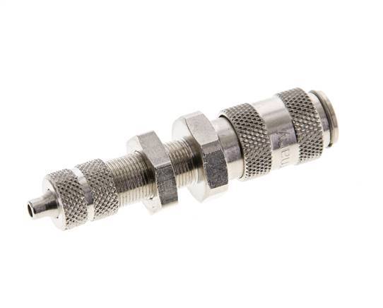 Nickel-plated Brass DN 2.7 (Micro) Air Coupling Socket 3x4.3 mm Union Nut Bulkhead