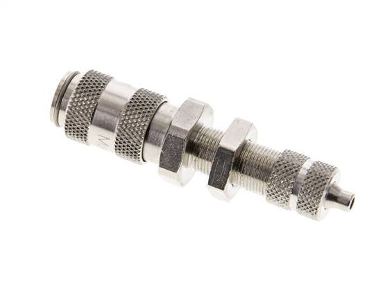 Nickel-plated Brass DN 2.7 (Micro) Air Coupling Socket 3x4.3 mm Union Nut Bulkhead