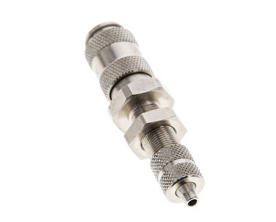 Nickel-plated Brass DN 2.7 (Micro) Air Coupling Socket 3x4.3 mm Union Nut Bulkhead