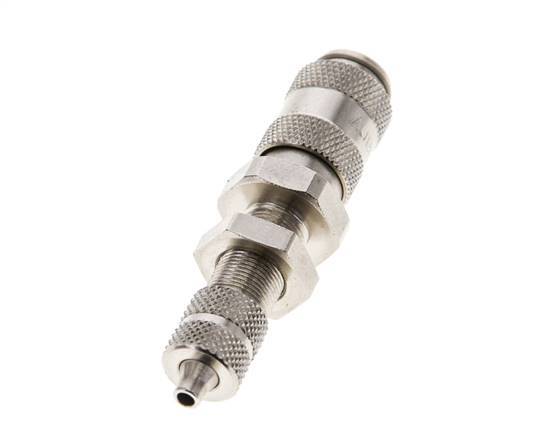 Nickel-plated Brass DN 2.7 (Micro) Air Coupling Socket 3x4.3 mm Union Nut Bulkhead