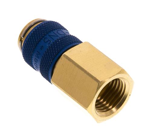 Acoplamiento de aire de latón DN 5 azul Toma G 1/4 pulgada hembra