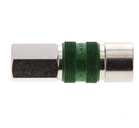 Latón niquelado DN 5 Codificación verde Enchufe de acoplamiento de aire G 1/8 pulg Hembra