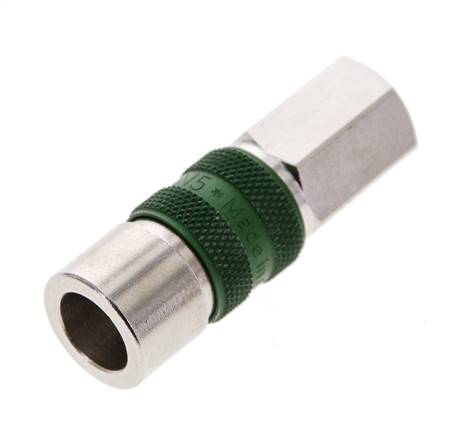 Latón niquelado DN 5 Codificación verde Enchufe de acoplamiento de aire G 1/8 pulg Hembra