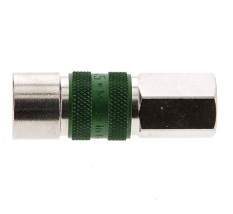 Latón niquelado DN 5 Codificación verde Enchufe de acoplamiento de aire G 1/8 pulg Hembra
