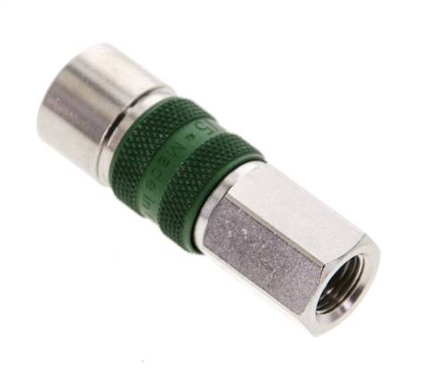 Latón niquelado DN 5 Codificación verde Enchufe de acoplamiento de aire G 1/8 pulg Hembra