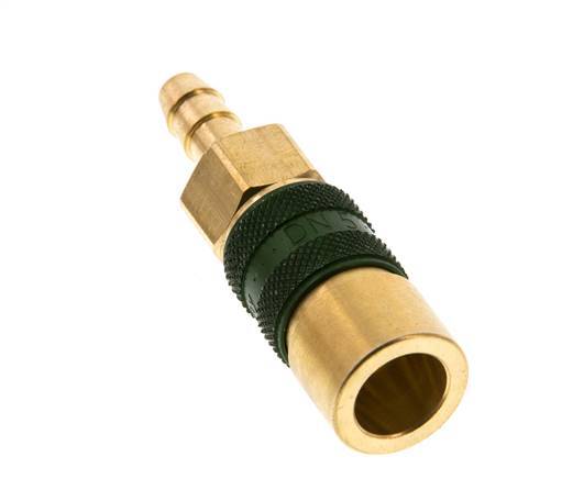 Acoplamiento de aire de latón DN 5 codificado en verde Pilar de manguera de 6 mm