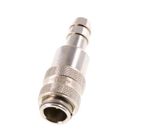 Latón niquelado Enchufe de acoplamiento de aire DN 5 Pilar de manguera de 8 mm Doble cierre