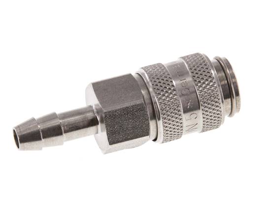 Acoplamiento de aire de acero inoxidable DN 5 Pilar de manguera de 6 mm Cierre doble
