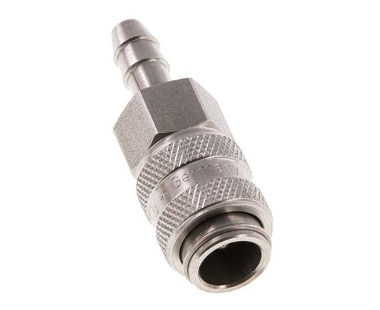 Acoplamiento de aire de acero inoxidable DN 5 Pilar de manguera de 6 mm Cierre doble