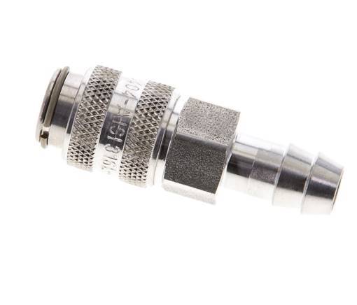Stainless Steel 316L DN 5 Air Coupling Socket 9 mm Hose Pillar Double Shut-Off