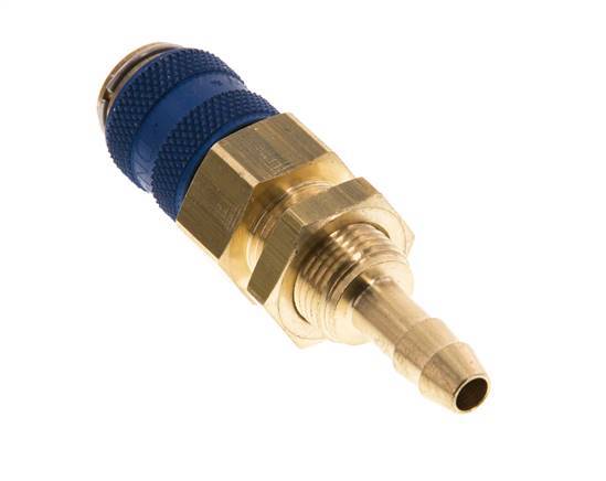 Acoplamiento de aire de latón DN 5 azul Pasamuros de 6 mm para manguera