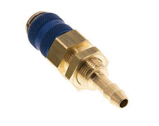 Acoplamiento de aire de latón DN 5 azul Pasamuros de 6 mm para manguera