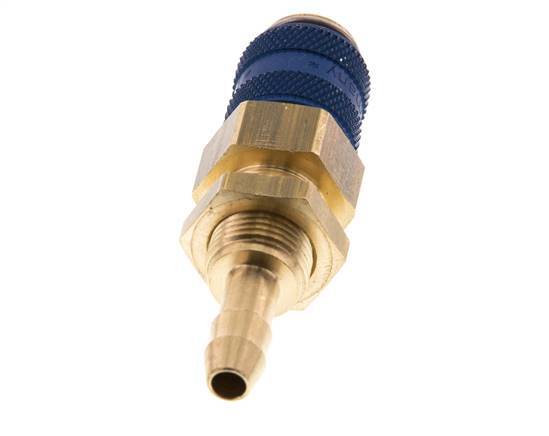 Acoplamiento de aire de latón DN 5 azul Pasamuros de 6 mm para manguera