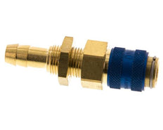 Acoplamiento de aire de latón DN 5 azul Pasamuros de 8 mm para mangueras