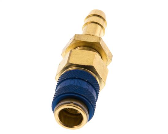 Acoplamiento de aire de latón DN 5 azul Pasamuros de 8 mm para mangueras