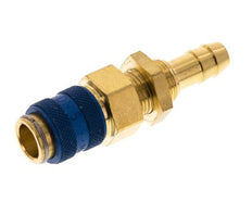 Acoplamiento de aire de latón DN 5 azul Pasamuros de 8 mm para mangueras