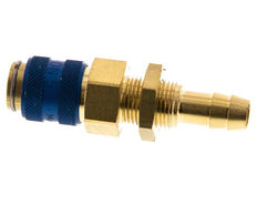 Acoplamiento de aire de latón DN 5 azul Pasamuros de 8 mm para mangueras