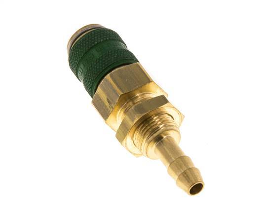 Acoplamiento de aire de latón DN 5 verde Pasamuros de 6 mm para mangueras