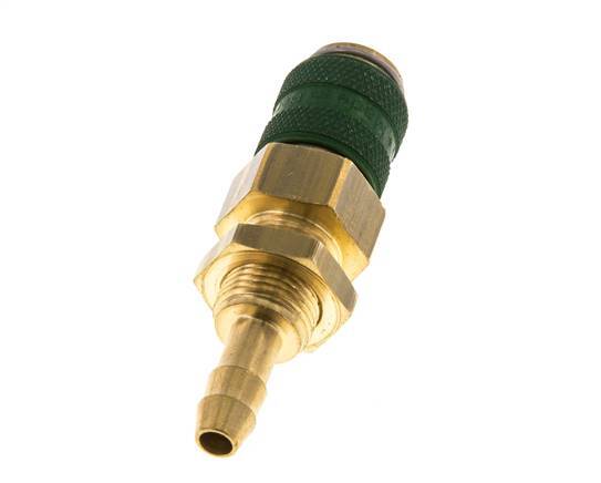 Acoplamiento de aire de latón DN 5 verde Pasamuros de 6 mm para mangueras