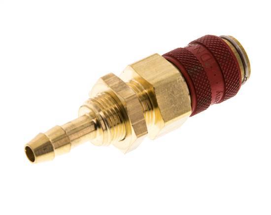 Acoplamiento de aire de latón DN 5 rojo Pasamuros de 6 mm para manguera