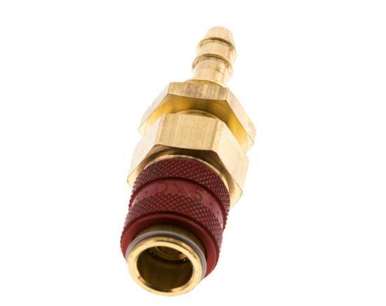 Acoplamiento de aire de latón DN 5 rojo Pasamuros de 6 mm para manguera