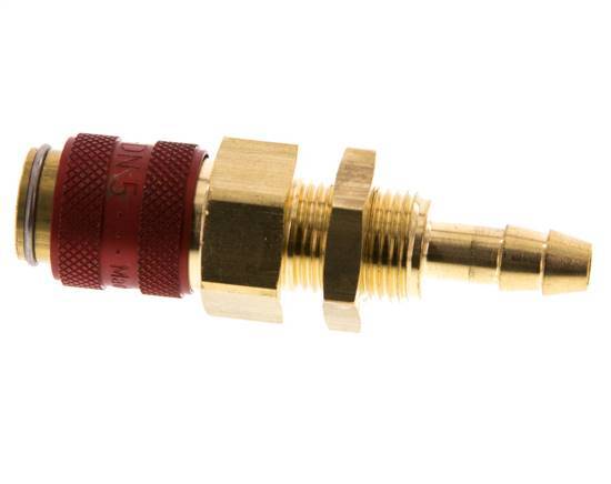 Acoplamiento de aire de latón DN 5 rojo Pasamuros de 6 mm para manguera
