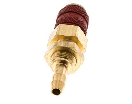 Acoplamiento de aire de latón DN 5 rojo Pasamuros de 6 mm para manguera