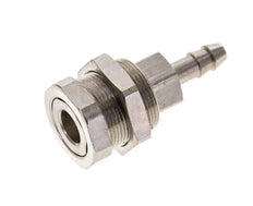 Latón niquelado DN 5 Racor de acoplamiento de aire 6 mm Columna para manguera Pasamuros Extraíble