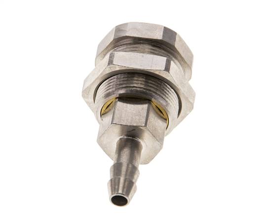 Latón niquelado DN 5 Racor de acoplamiento de aire 6 mm Columna para manguera Pasamuros Extraíble