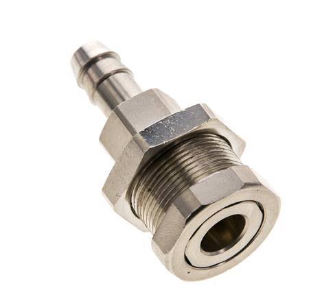 Latón niquelado DN 5 Enchufe de acoplamiento de aire 8 mm Columna de manguera Mampara Pull-Off Cierre doble