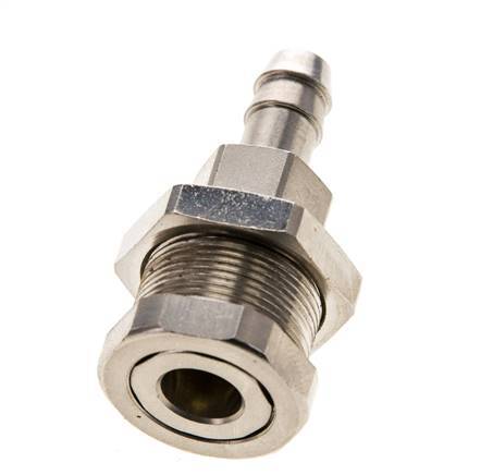 Latón niquelado DN 5 Enchufe de acoplamiento de aire 8 mm Columna de manguera Mampara Pull-Off Cierre doble
