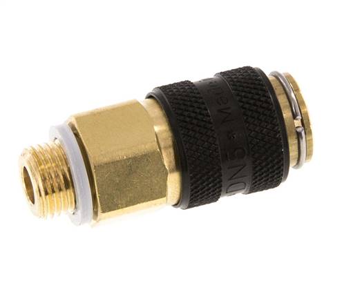 Acoplamiento de aire de latón DN 5 Negro Enchufe G 1/8 pulgada Macho Doble Cierre