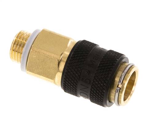 Acoplamiento de aire de latón DN 5 Negro Enchufe G 1/8 pulgada Macho Doble Cierre