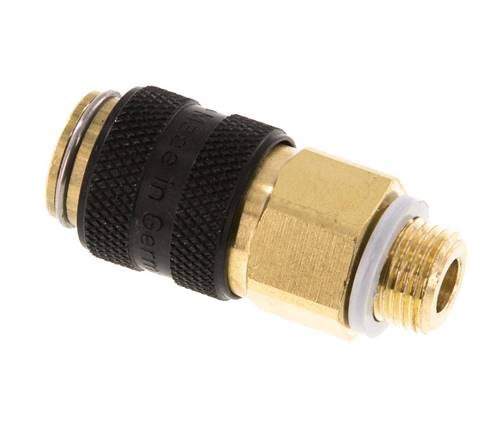 Acoplamiento de aire de latón DN 5 Negro Enchufe G 1/8 pulgada Macho Doble Cierre