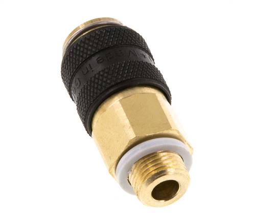 Acoplamiento de aire de latón DN 5 Negro Enchufe G 1/8 pulgada Macho Doble Cierre