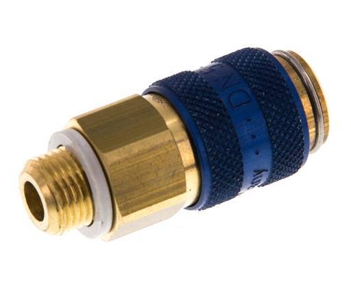 Acoplamiento de aire de latón DN 5 azul enchufe G 1/8 pulgadas macho doble cierre