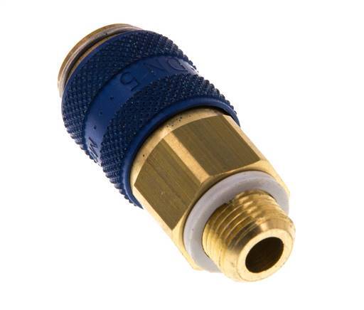 Acoplamiento de aire de latón DN 5 azul enchufe G 1/8 pulgadas macho doble cierre