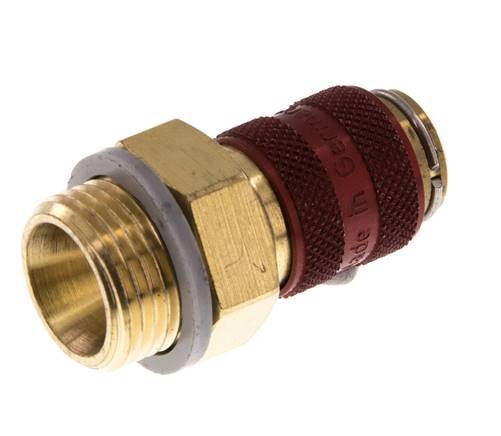 Latón DN 5 Rojo Enchufe de acoplamiento de aire G 3/8 pulgadas Macho