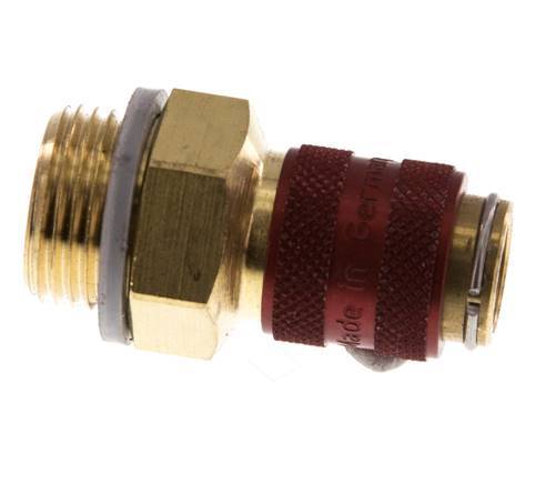 Latón DN 5 Rojo Enchufe de acoplamiento de aire G 3/8 pulgadas Macho
