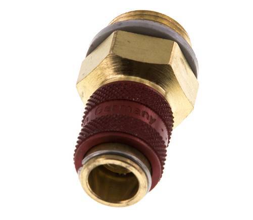 Latón DN 5 Rojo Enchufe de acoplamiento de aire G 3/8 pulgadas Macho