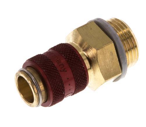 Latón DN 5 Rojo Enchufe de acoplamiento de aire G 3/8 pulgadas Macho