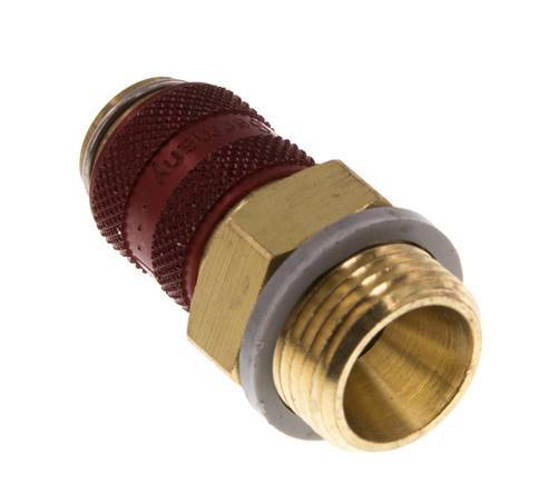 Latón DN 5 Rojo Enchufe de acoplamiento de aire G 3/8 pulgadas Macho