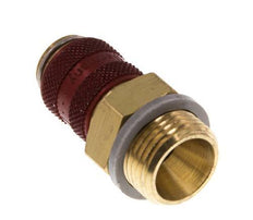 Latón DN 5 Rojo Enchufe de acoplamiento de aire G 3/8 pulgadas Macho