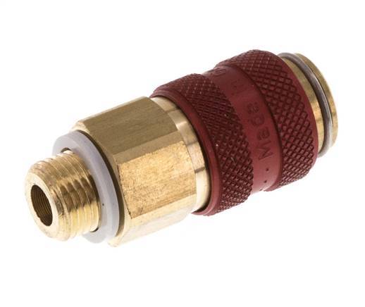 Latón DN 5 Rojo Acoplamiento de Aire Enchufe G 1/8 pulgadas Macho Doble Cierre