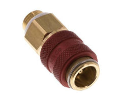 Latón DN 5 Rojo Acoplamiento de Aire Enchufe G 1/8 pulgadas Macho Doble Cierre