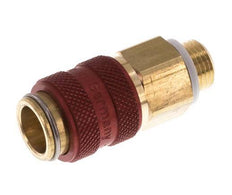 Latón DN 5 Rojo Acoplamiento de Aire Enchufe G 1/8 pulgadas Macho Doble Cierre