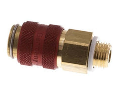 Latón DN 5 Rojo Acoplamiento de Aire Enchufe G 1/8 pulgadas Macho Doble Cierre