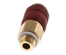 Latón DN 5 Rojo Acoplamiento de Aire Enchufe G 1/8 pulgadas Macho Doble Cierre